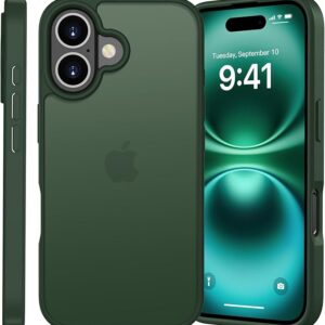 Matte Case 6.1 Inch, Shockproof TOP Military Standard Protective Case, Anti-Scratch, Translucent Back Mobile Phone Case, Anti-Fingerprint (Dark Green)