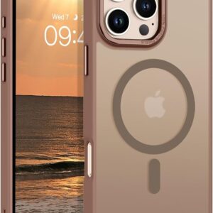 Case [Compatible with MagSafe] Matte Magnetic Mobile Phone Case Shockproof Translucent Back Thin Protective Case (6.3 Inch) Titanium Desert Sand