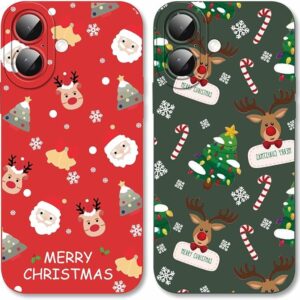 Pack of 2 Christmas Case 6.7 Inches, Mobile Phone Case with Christmas Pattern Design, Soft Silicone Shockproof Protective Case